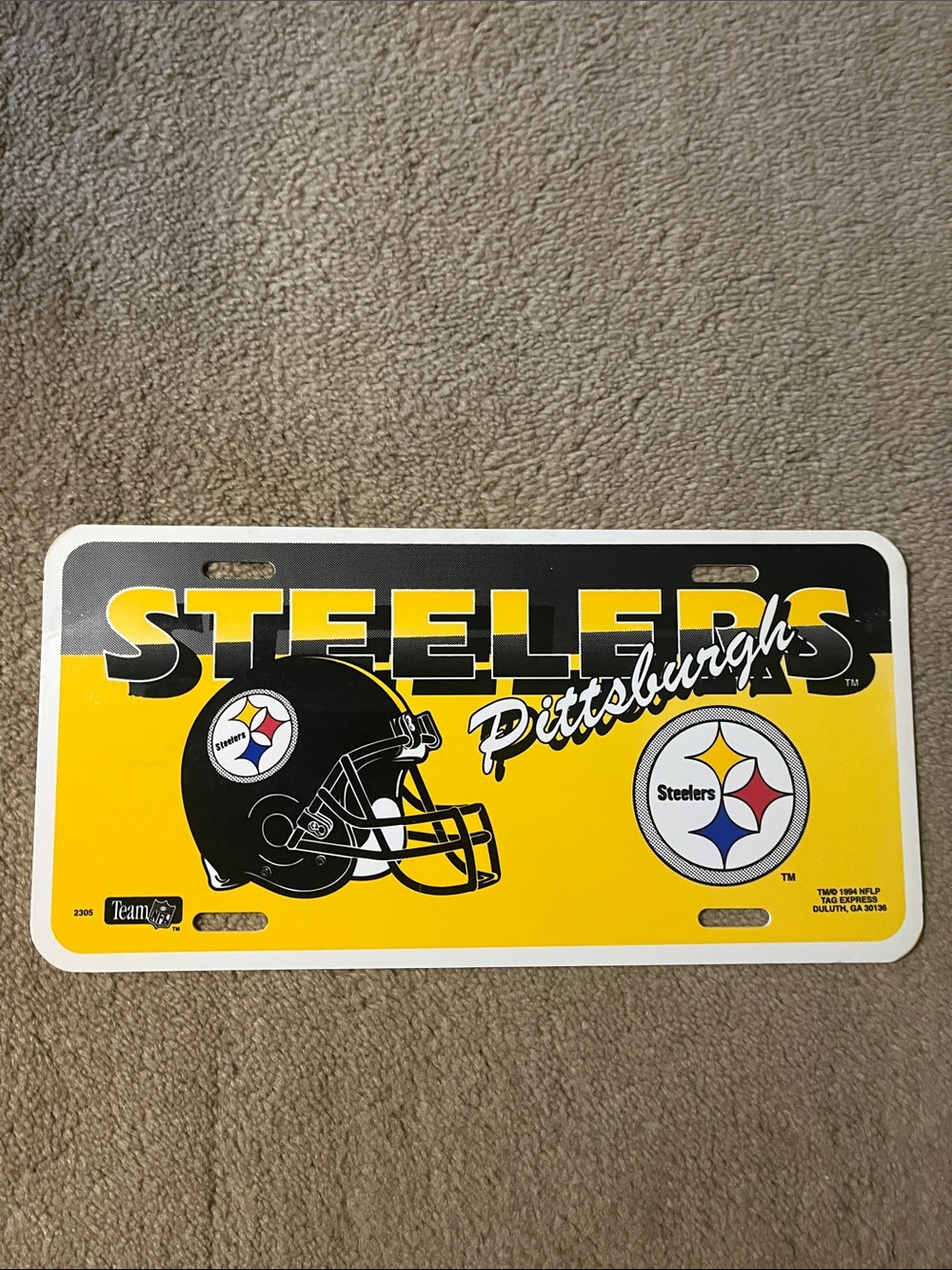 Pittsburgh Steelers plastic Vintage Booster / License Plate